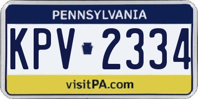 PA license plate KPV2334