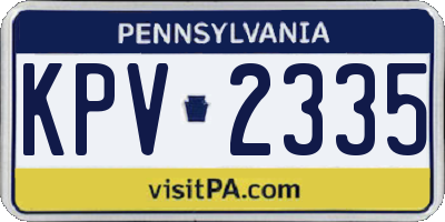 PA license plate KPV2335