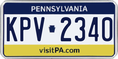 PA license plate KPV2340