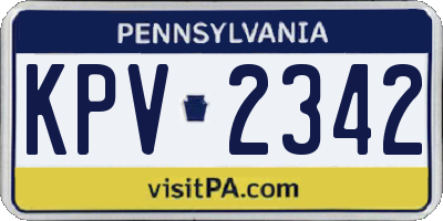 PA license plate KPV2342