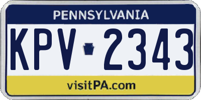 PA license plate KPV2343