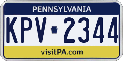 PA license plate KPV2344