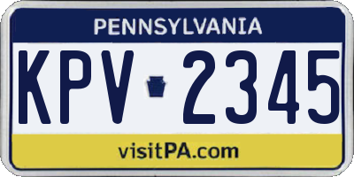 PA license plate KPV2345
