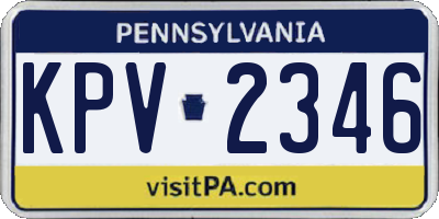 PA license plate KPV2346