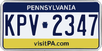 PA license plate KPV2347