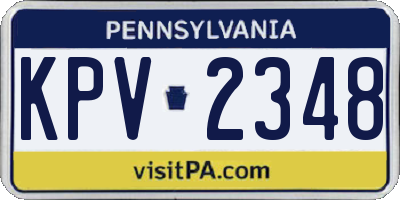 PA license plate KPV2348