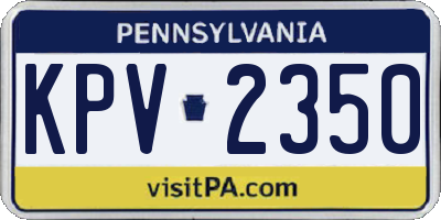 PA license plate KPV2350