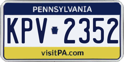PA license plate KPV2352