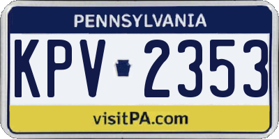 PA license plate KPV2353