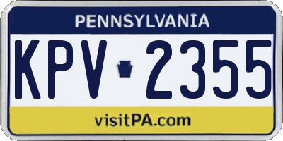 PA license plate KPV2355