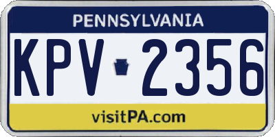 PA license plate KPV2356