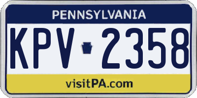PA license plate KPV2358