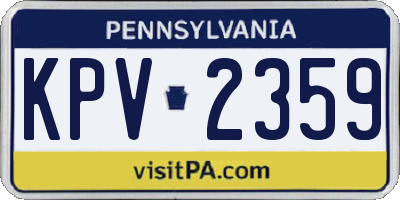 PA license plate KPV2359