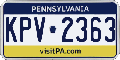 PA license plate KPV2363
