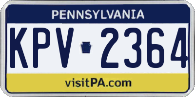 PA license plate KPV2364