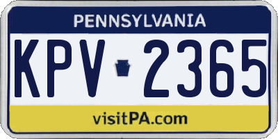 PA license plate KPV2365