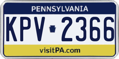 PA license plate KPV2366