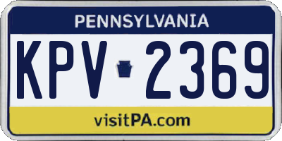 PA license plate KPV2369