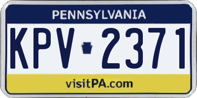 PA license plate KPV2371
