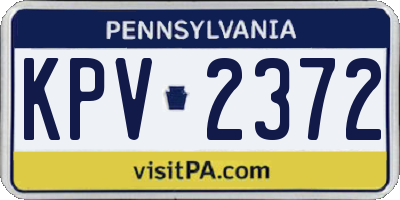 PA license plate KPV2372