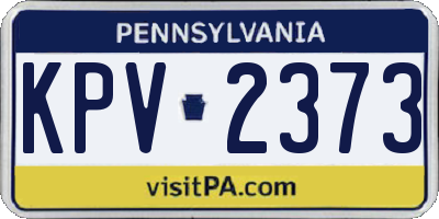 PA license plate KPV2373