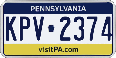 PA license plate KPV2374
