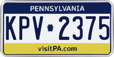 PA license plate KPV2375