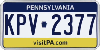 PA license plate KPV2377