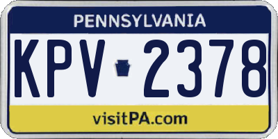 PA license plate KPV2378