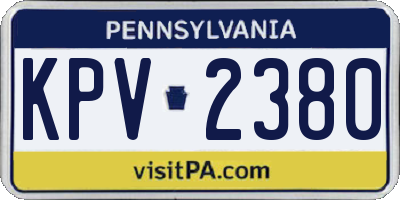 PA license plate KPV2380