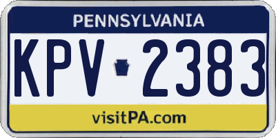 PA license plate KPV2383