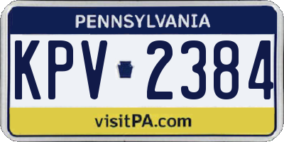 PA license plate KPV2384