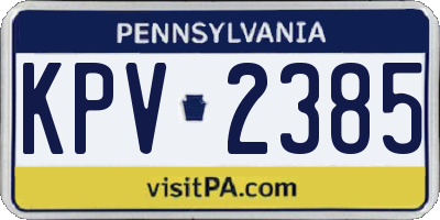 PA license plate KPV2385