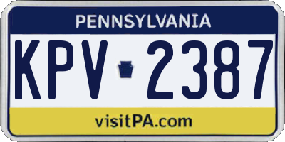 PA license plate KPV2387