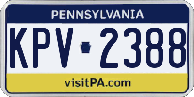 PA license plate KPV2388