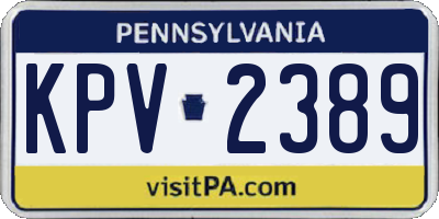 PA license plate KPV2389