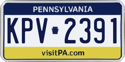 PA license plate KPV2391