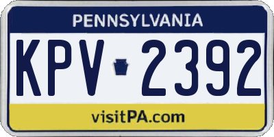 PA license plate KPV2392