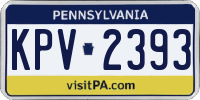 PA license plate KPV2393
