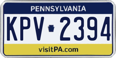 PA license plate KPV2394