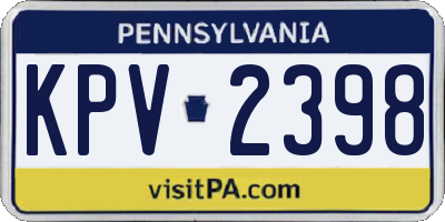 PA license plate KPV2398