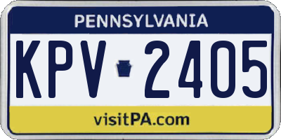 PA license plate KPV2405