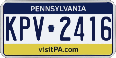 PA license plate KPV2416
