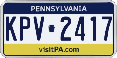 PA license plate KPV2417