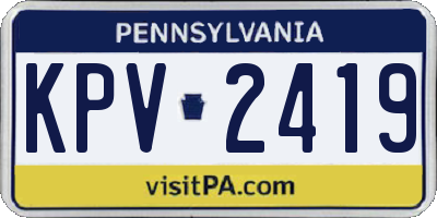 PA license plate KPV2419