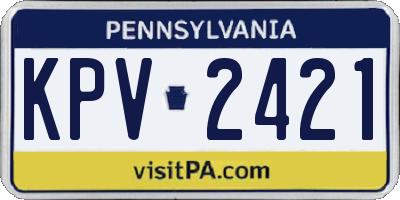PA license plate KPV2421