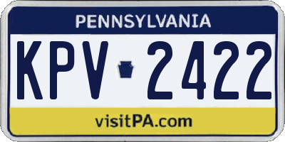 PA license plate KPV2422