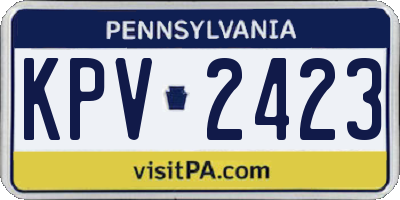 PA license plate KPV2423