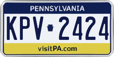 PA license plate KPV2424
