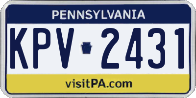 PA license plate KPV2431